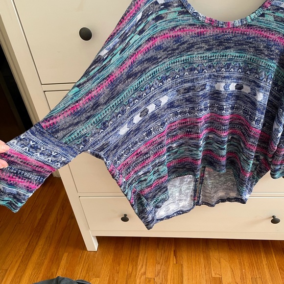 Mason + Mackenzie multicolored cropped hi-low buttons-on-the-back sweater size L - Picture 4 of 12